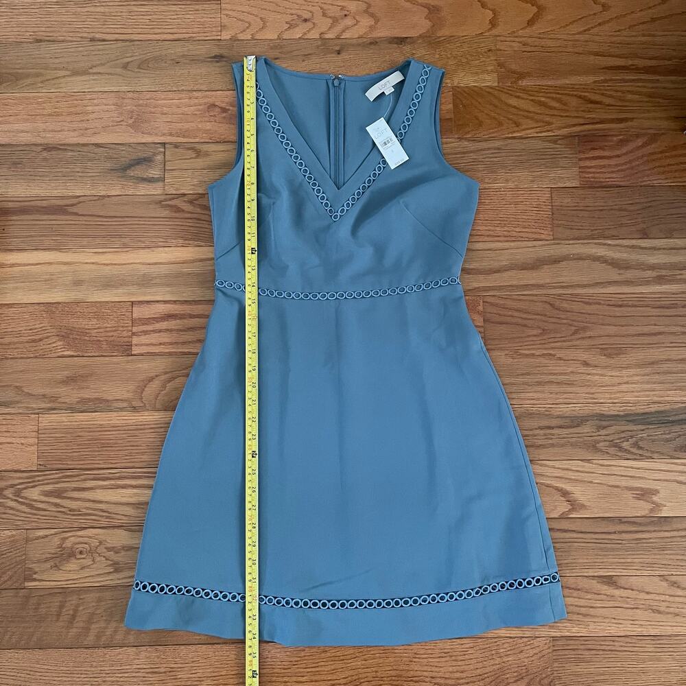 Ann Taylor Loft Women’s 2 Lacy A-Line Dress Blue Sleeveless Casual Basic - Picture 8 of 9